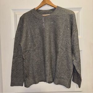 Ann Taylor Loft NWT Sweater Extra Large Gray Cotton Blend Knit Pullover Studs